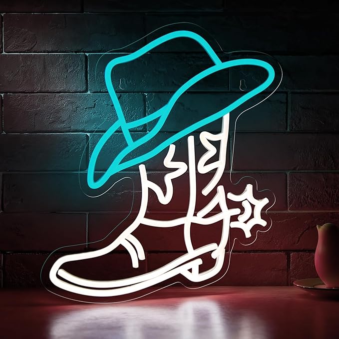 Cowboy Boot Neon Sign Cowgirl Boots for Wall Decor Aesthetic Western Neon Light for Bedroom Kids Living Room Office Man Cave Gift Birthday