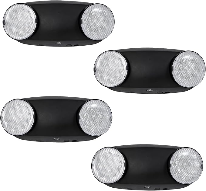 GZRUIYANG Emergency Lights with Battery Backup, 4 Pack Emergency Light, LED Commercial Emergency Lights, UL Listed, AC 120/277V, Hardwired Emergency Exit Light Fixtures for Business - (Black)