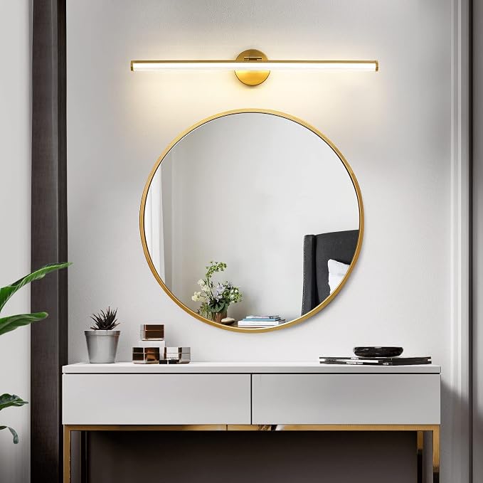 KAISITE Bathroom Lighting Fixture Over Mirror - 30 Inch Gold Vanity Light 24W 5CCT Dimmable Modern LED Vanity Light Fixture Rotatable Bath Vanity Light Bar for Bathroom