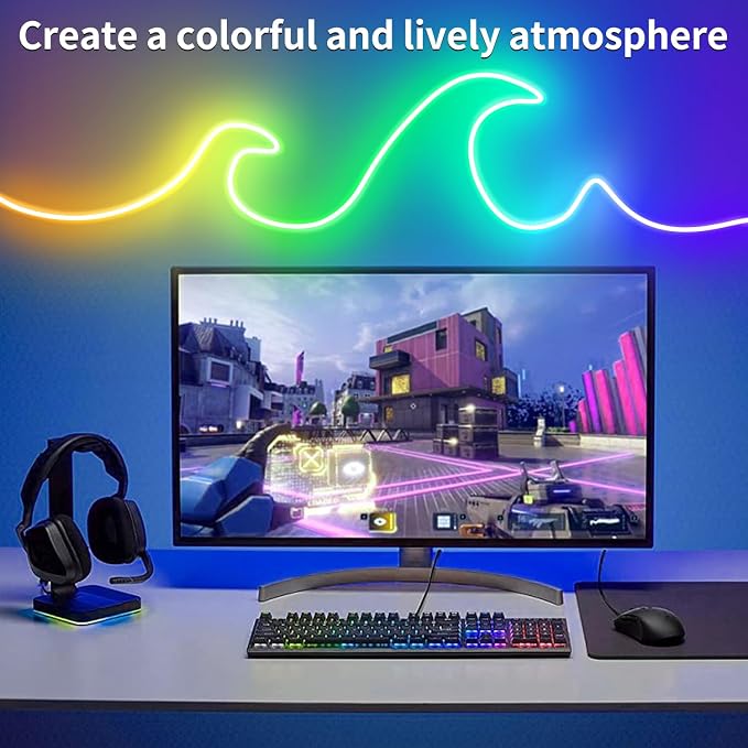 LED Neon Rope Lights 32.8FT,IP65 Waterproof LED Strip Lights, Music Sync LED Lights with Remote and APP Control,24V RGB LED Rope Lights for Bedroom,Holiday Decoration（with Snap &Screws） | Music Sync LED Lights with Remote and APP Control,RGB LED Rope L...