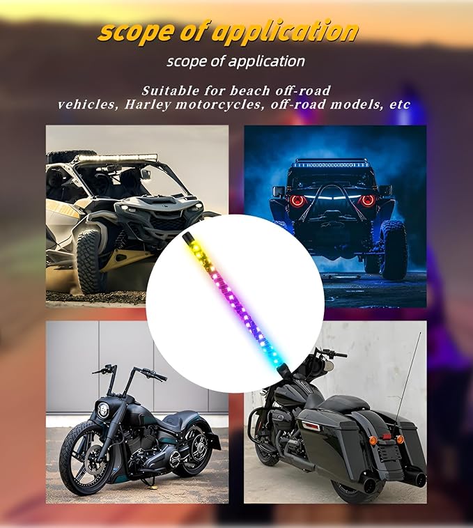 2PCS 5FT Whip Lights, LED Whip Light with App & Remote Control, Spiral RGB Chasing Lighted Antenna Whips,Whip Light for UTV ATV RZR SXS Can-Am Dune Buggy Offroad Truck (5ft)