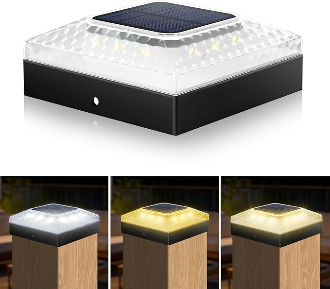 4x4 Solar Post Cap Lights 1 Pack | Auto On/Off,12-20H Runtime,3 Color Modes,2 Brightness,IP67 Waterproof