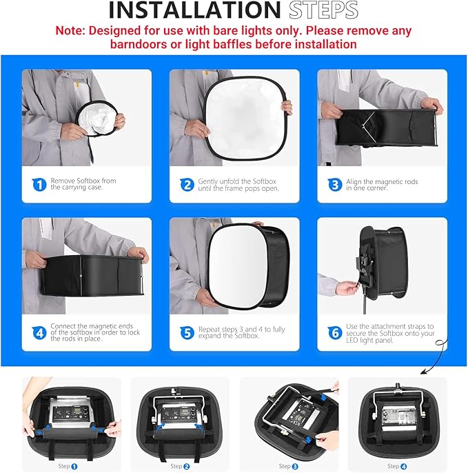 NEEWER LED Light Panel Softbox for 660/530/480 LED Light, Outer 16.3'' x 6.5'', Inner 9.8'' x 8.7'', Foldable Diffuser with Strap Attachment and Bag for Photo Studio Portrait Video Shooting