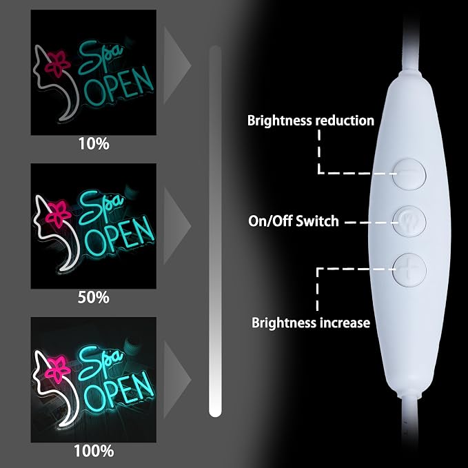 Spa Open Neon Sign for Wall Decor Adjustable Usb Powered Beauty Salon Led Light Sign 16.54’’*12.6’’ Open Neon Light for Salon Bar Hair Salon Make Up Lashes Nail Decoration