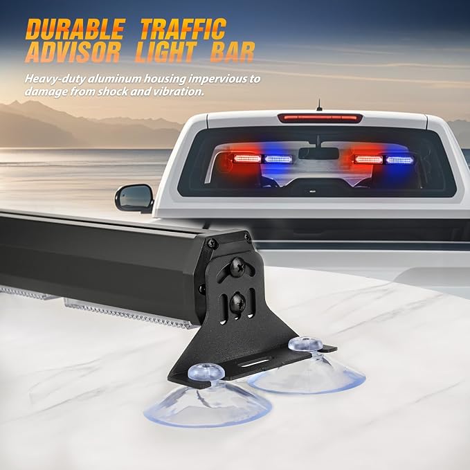 Nilight 40LED Blue Red Emergency Strobe Traffic Advisor Light Bar with Suction Cups Dash Safety Warning Hazard Flashing Lights Interior Front/Rear Windshield for Trucks Construction Vehicles | with Suction Cups Dash Safety Warning Hazard Flashing Light...