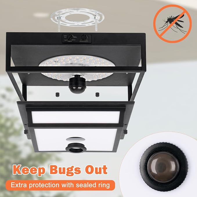 LED Motion Sensor Outdoor Ceiling Light Square Flush Mount Lighting 2 Pack | 10.5", Modern Outdoor Ceiling Lights for Porch, Adjustable Color, Exterior Waterproof Ceiling Light Dusk till Dawn