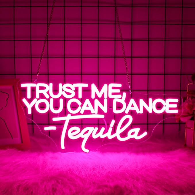 You Can Dance Neon Sign, JGHTURIE Trust Me Neon Signs for Wall Decor Pink LED Light up Girls Room Party Club Preppy Decoration USB Powered
