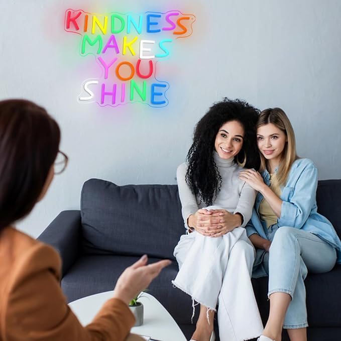 Kindness Makes You Shine Neon Sign Kindness Classroom Neon Light Be Kind LED Light Up Sign for Wall Decor Bedroom Coffee Office Party Home(12.6 * 16.54In)