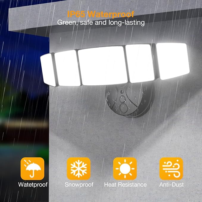 Onforu 120W Smart Flood Light Outdoor, 12000LM LED Security Light APP Control, WiFi Alexa Flood Lights Outside Floodlight with 5 Adjustable Heads, 2700K-6500K Exterior Light Fixture for Yard