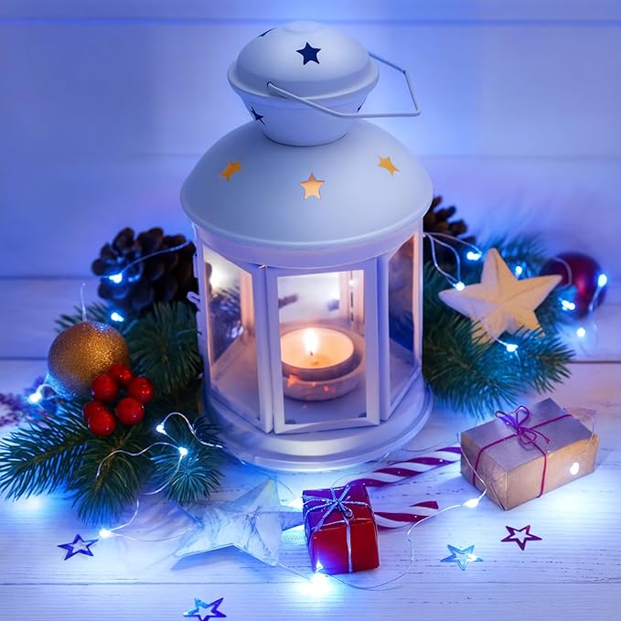 Lakumu 12-Pack Fairy Lights Battery Operated String Lights-7FT 20 LED,Waterproof Silver Wire Firefly Lights for Mason Jars DIY Bedroom Wedding Party Centerpiece Table Decor, Blue