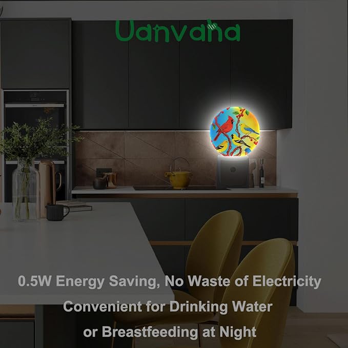 Lovely Bird Lamp Parrot Night Light Parrot with Colourful Feather Night Lights Plug into Wall for Boys Girls, Plug-in Nightlight 0.5W LED Lighting for Stairway Hallway Bedroom