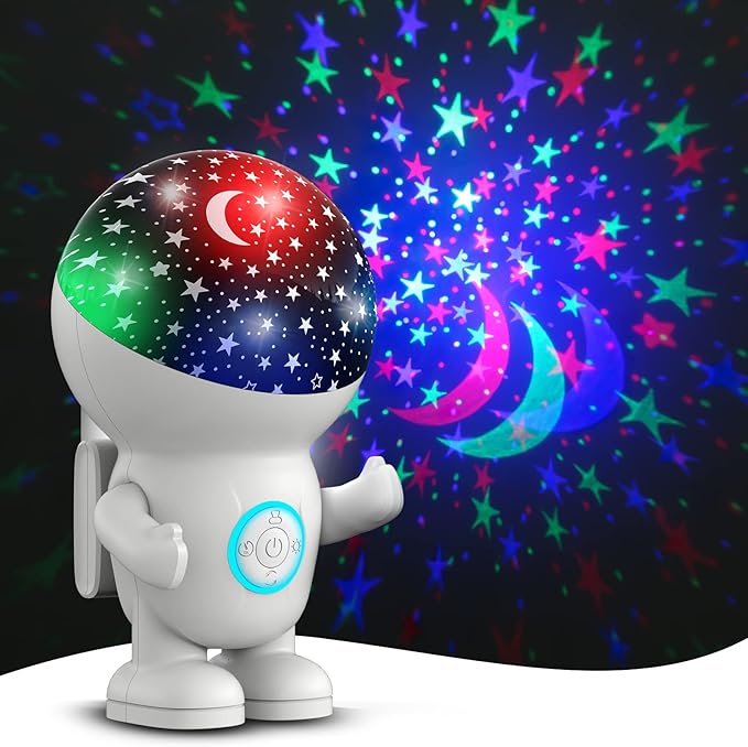 Night Light for Kids,Astronaut Star Projector with Energy Halo 1h Timer and 360 ° Rotation,Silent Operation,Durable and Safe Baby Night Light Ceiling Projector,Best Gifts for Boys Girls Bedroom Decor