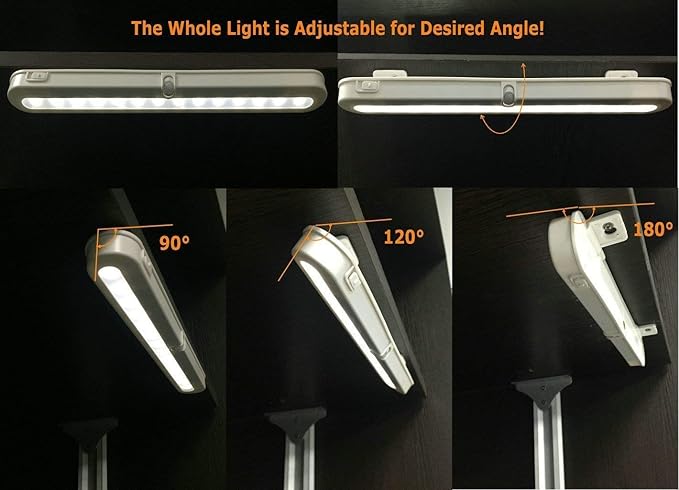 BLS T01L LED Closet Light Super Bright 20 LED Under Cabinet Lighting Battery Powered/DC Input Wireless Motion Sensing Light, Auto On Off Switch, Motion Sensor & Light Sensor, 2 Pack