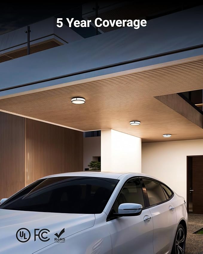Sunco Motion Sensor LED Ceiling Light, Motion Activated Flush Mount Lighting Fixture, Dusk to Dawn Feature, 12 Inch, 20W, 1500 LM, Selectable CCT 2700K/3000K/4000K/5000K/6000K, Damp Rated, ETL