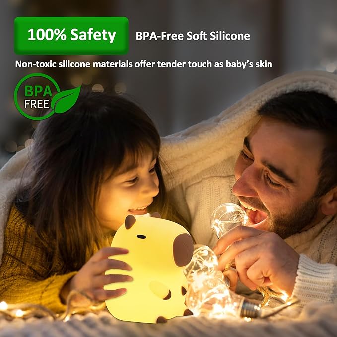 Capybara Night Lamp, Capybara for Loved Ones and Friends, Capybara Light Gift, ABS+SIL, Touch Control, Portable Rechargeable Dimmable, Best Choice for Gift Giving (Capybara)