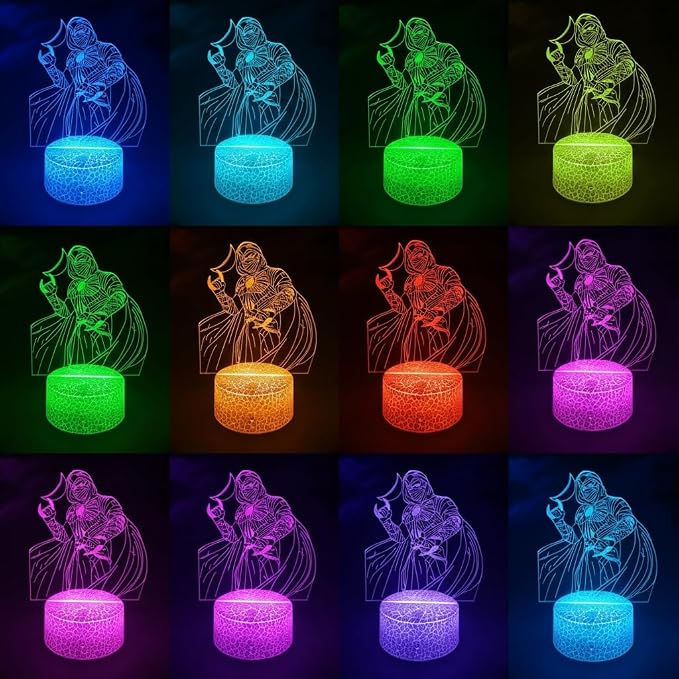 3D Night Light, 16 Color Changing Cartoon USB Desk Lamp Illusion Lighting with Remote Control for Home Decor Gift for Kids | Marc Spector;Survivors;4 modes;gamer present;esport decor;collectible lamp;game room;holiday birthday gifts
