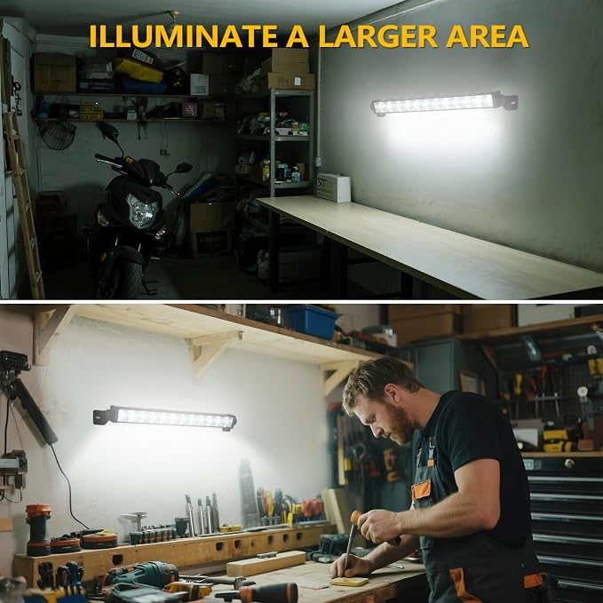 2 Pack 24W LED Shop Light with Remote, Plug in Garage Light with 6.5FT Cord and On/Off Switch, 6000K 5400LM Work Shop Lighting for Garage Workshop Warehouse Factory Yard