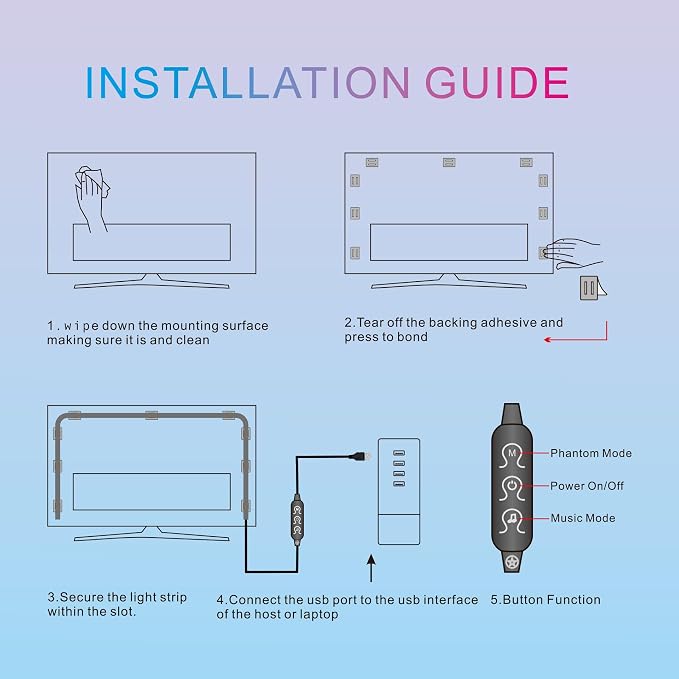 pc sync Light bar，LED Light Strips Deliver Synchronized Lighting Effects with Screen Colors and Music, Compatible with Win/Mac Systems. (PC Sync Light (for 27-inch Models))