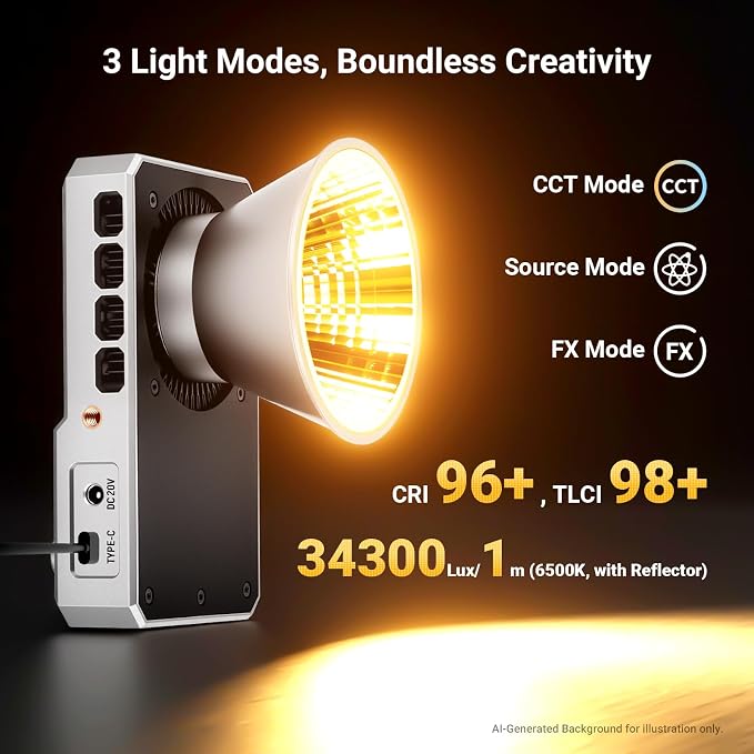 NEEWER FS60B 60W Compact Pocket Bi Color LED Light with APP/Panel Control | COB Continuous Output Lighting, 2700K-6500K, CRI96+, Portable for Professional Studio Photography, Video Recording