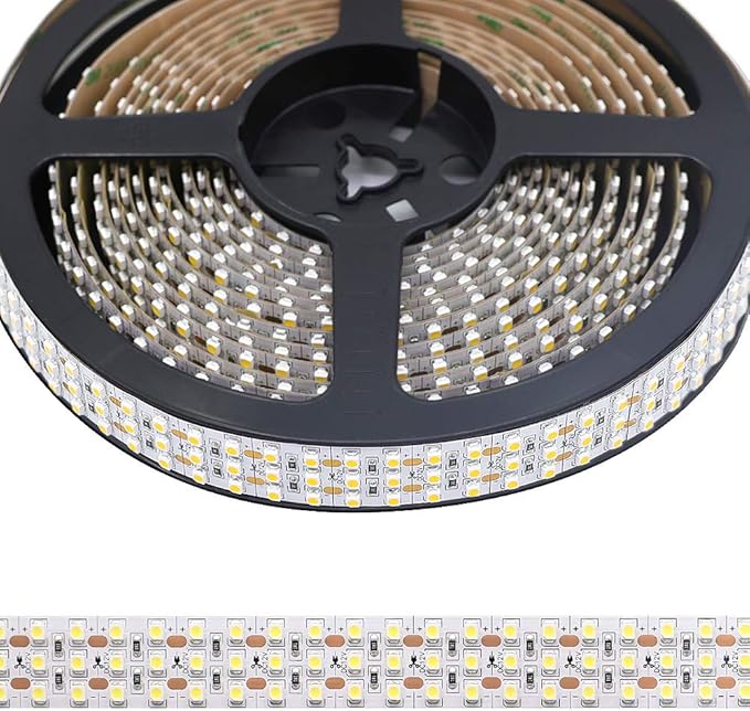 High CRl 95 LED Strip Lights 6000K Daylight White, DC12V Brightest Triple Row 1800LEDs 3528 Full Spectrum LED Strip for Photography & Display (12V 6000K 5m/16.4', Non-waterproof IP20)