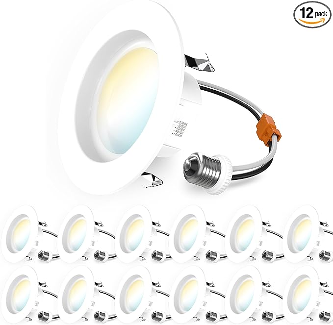 Sunco 4 Inch LED Recessed Lights Retrofit, Dimmable Can Lighting, 660 LM, 11W (40W Equivalent), Selectable CCT 2700K/3000K/3500K/4000K/5000K, Smooth Trim, Damp Rated UL 1 Pack
