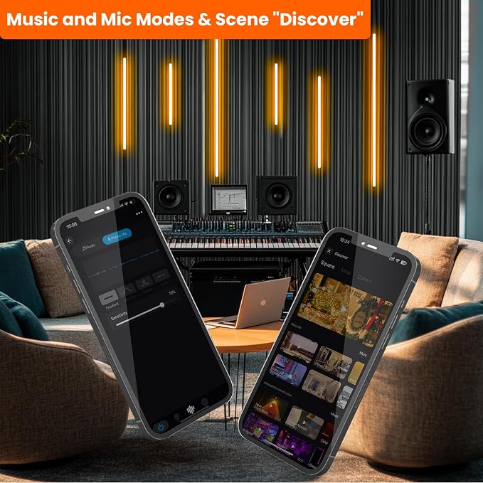 SHUNLEE Black Neon LED Recessed Lighting for Acoustic Panels, 6 Rolls WiFi 2700K Warm White Slat Wall Lights with Alexa & Remote, Flexible Neon LED Strip Lights for Acoustic Wall (2*44+2*28+2*20 in)