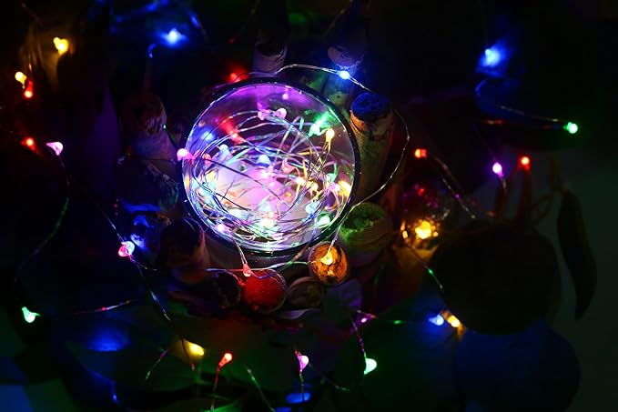 12 Pack Fairy Lights Battery Operated with Timer 6.5feet Silver Wire 20 LEDs Waterproof 8 Modes Twinkle Lights,Garden Bedroom Wedding Christmas Party Mason Jar Decor Celebration Lighting (Multicolor)