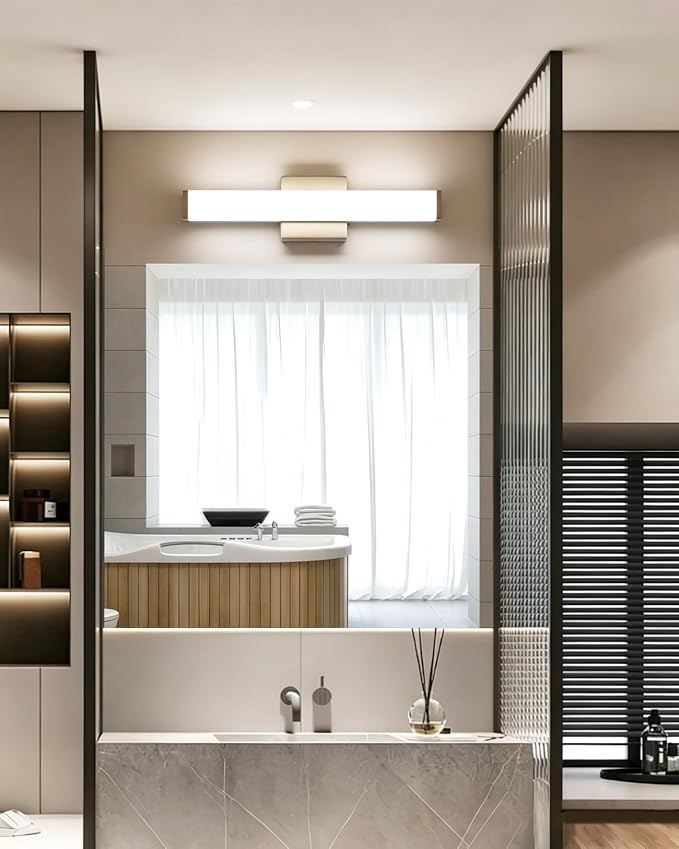 16" LED Bathroom Vanity Light, 10W 5CCT Dimmable, Brushed Nickel | Wall Bar Light, Rust & Moisture Resistant, Dimmable 2700K-5000K, Energy-saving, moisture-proof, Dresser Bathroom over Mirror