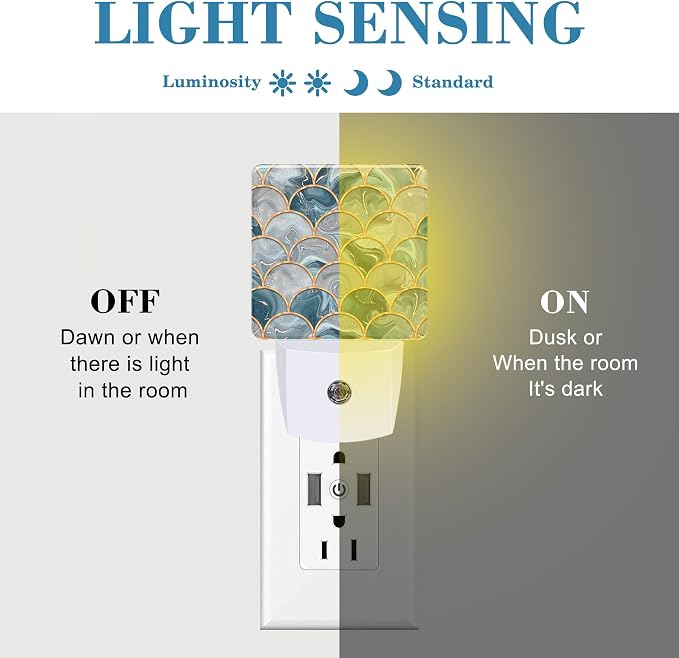 Golden Fluid Marble Texture Night Light Plug into Wall with Dusk to Dawn Sensor Cute Nightlight for Kid Girls Boys Women Men Room Decor, Hallway, Kitchen, Bathroom, Nursery, Stairs