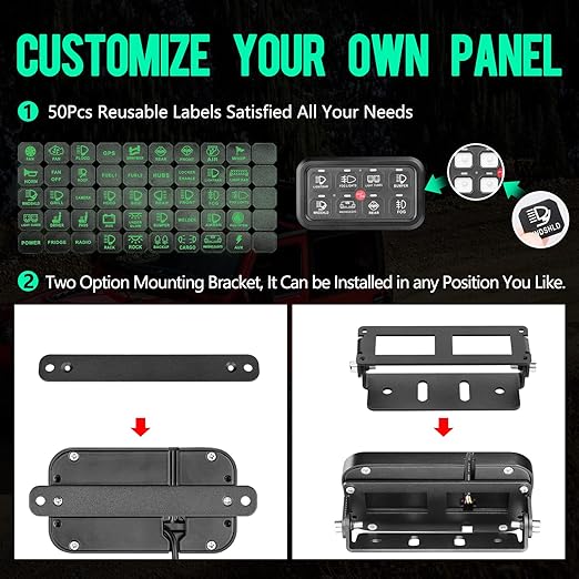 8 Gang Switch Panel, Niking Auto On-Off LED Car Switch Panel Circuit Control Relay System Box Universal Slim Touch Panel Waterproof for Truck Boat ATV UTV SUV Caravan Marine Can-Am