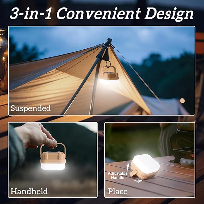 4 Packs Rechargeable Camping Lights LED Camping Lantern | 300LM, 3 Light Modes, Portable IP53 Waterproof Tent Lights for Camp, Outdoor,Hiking, Fishing,Emergency Outage
