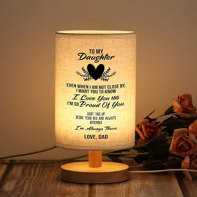 WSYEAR Birthday Gifts for Daughter from Dad,to My Daughter Gifts from Dad- Table Lamp Best Father Daughter Valentines Day Mothers Day Graduation Gifts for Grown Daughter