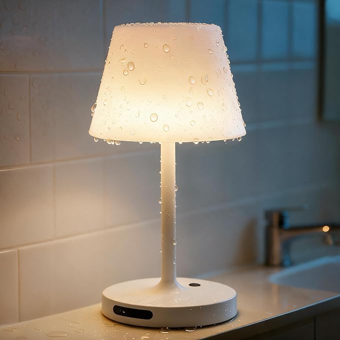 SAIWEYA Outdoor Waterproof Shower Lamp, 5200mAh Rechargeable Bathroom Lamp | IP65 Cordless Shower Light, Touch Dimming, Long-Lasting Battery, Versatile for Patio, Camping, Bathroom, Restaurant & Kitchen