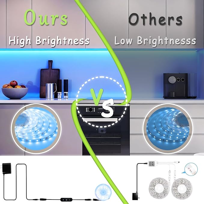 40 FT Blue Led Lights Strip Indoor Rope Lights Easy DIY Cuttable Strip Lights for Fish Tank Bar Room Bathroom Living Room Kitchen Ceiling Wall Vanity Mirror Decor