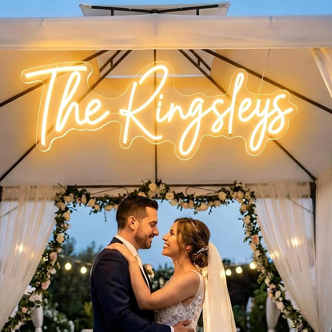Custom Neon Sign, Neon Sign Customizable Large LED Wedding Neon Name, Custom Light Signage Personalized for Wedding Anniversary, Light Up Sign for Christmas Party Gift