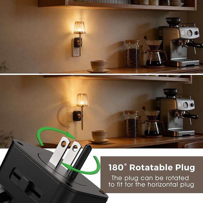 L LOHAS LED Night Lights Plug into Wall,Crystal Acrylic Decor Night Light | Dusk to Dawn Sensor Nightlight with 180° Rotating, Round Platform ,0-100LM Dimmable, for Bedroom Living Room Hallway