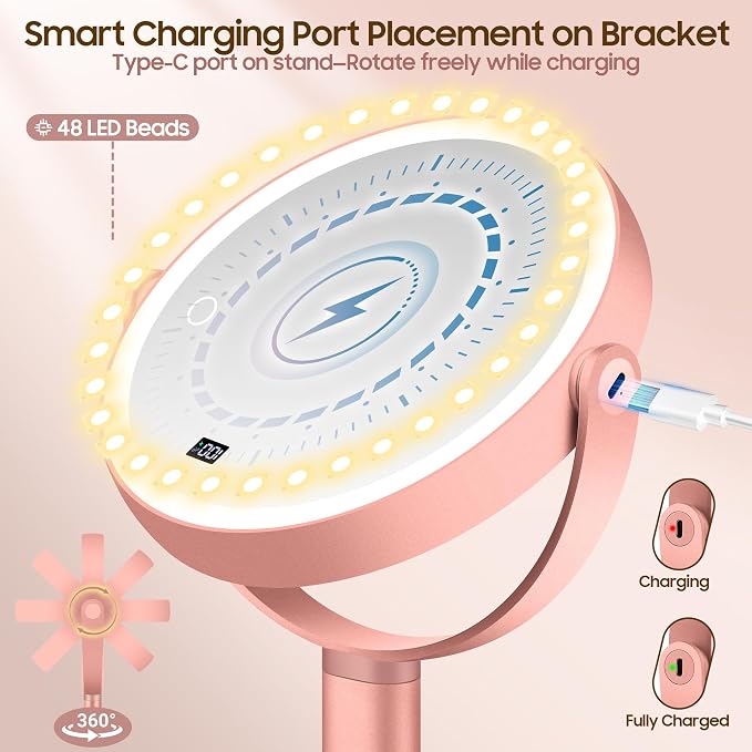 Makeup Magnifying Mirror with Light 30X/1X, Digital Display, 2-Sided Touch Control, Makeup Mirror with 3 Color Lights,360° Rotate, Height Adjustable Lighted Magnifying Mirrors for Desk Travel