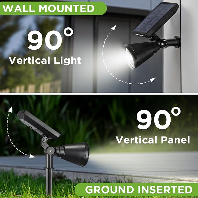 InnoGear 1 Solar Spot Lights Outdoor for Flag Pole Garden Yard, White | Waterproof, Auto On/Off, Adjustable Brightness, 2 Installations, Tree, Uplights, Solar Powered Spotlight, Landscape Lighting