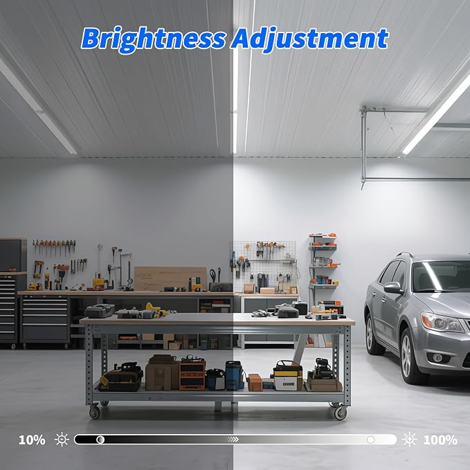 JESLED LED Shop Lights 4FT with Remote, 45W 5400LM Dimmable ETL 6 Pack | 3000K-7000K Adjustable Color Temperature, Linkable Garage Light for Workshop, Basement, Workbench