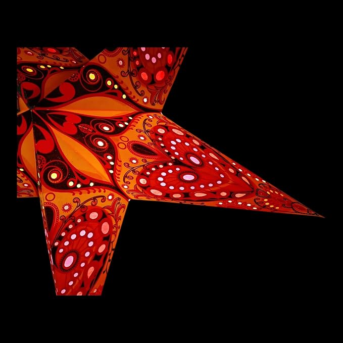 Lantern Lampshade Paper Star Light Shades Large 60cm Hanging Decorations for Christmas Wedding Home Decoration Birthday Party Foldable 5 Pointed Star (Glitter Orange, Green, Pink)