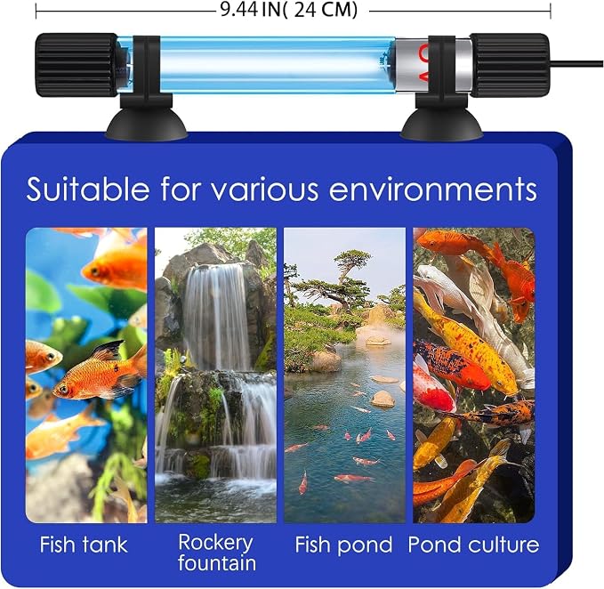 Clean Light for Aquarium，11 W&13 W Fish Tank Clean Light with Timer,Aquarium Green Killing Machine Waterproof Clean Submersible Lamp for Pond,Swimming Pool,Indoor