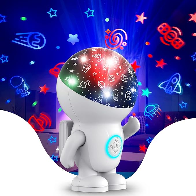 Astronaut Star Projector with Timer, 360 Degree Rotating Blue Halo Engergy Light Space Effect Kids Room Night Lights for Children Sleep Peacefully, Birthday Chritmas Gifts,Kids' Room décor