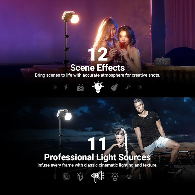 NEEWER 100W Ultra Compact LED Video Light APP/Panel Control, Pocket Size Bi Color COB Continuous Output Lighting with 4 Dimming Curves/2700K-6500K/CRI96+ for Studio Photography Recording, FS100B