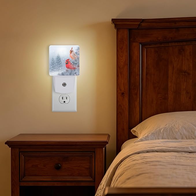 Night Lights Plug into Wall, Cardinal Night Light with Dusk to Dawn Smart Sensor for Bedroom Bathroom Hallway Kitchen, Led Nightlights for Boys Girls Women Men