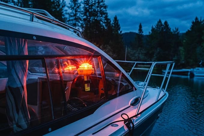 Sirius Signal C-1002 SOS LED Distress Signal, 2-Color + IR - USCG Approved | Electronic Boat Flare Replacement, Bright Two-Color (Red-Orange/Cyan) + Infrared, Includes Mount, Daytime Flag & Whistle