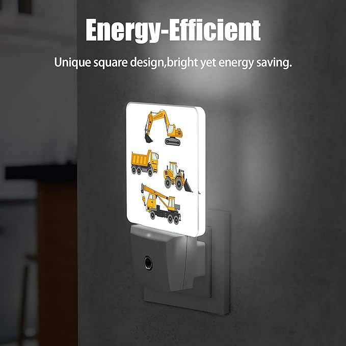 Cartoon Truck Machines Dusk to Dawn Night Light, Auto Sensor Lamp Home Indoor Stairway Kitchen Corridor, Night Lights Plug into Wall Decor, Boys Girls Women Men Room Gifts