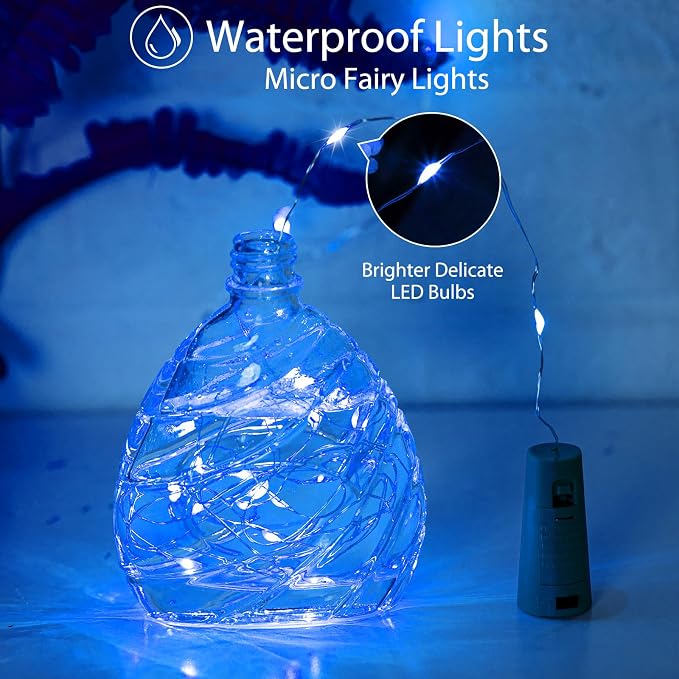 Brightown Wine Bottle Lights with Cork, 10 Pack 7ft 20 LED | 5 Colors, Battery Operated Cork Lights, Waterproof Silver Wire for Liquor Bottles DIY Party Wedding Décor