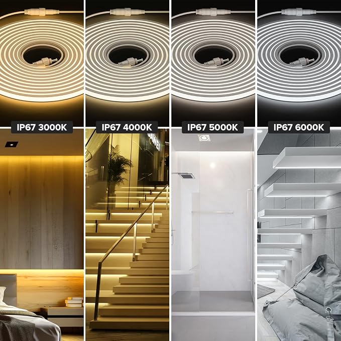 BTF-LIGHTING COB LED Strip Light, UL Listed Diffused Neon Light Warm White 3000K, IP67 Waterproof 16.4FT DC12V 10mm Width LED Light for Home Indoor DIY Lighting(No Adhesive, Adapter & Controller)