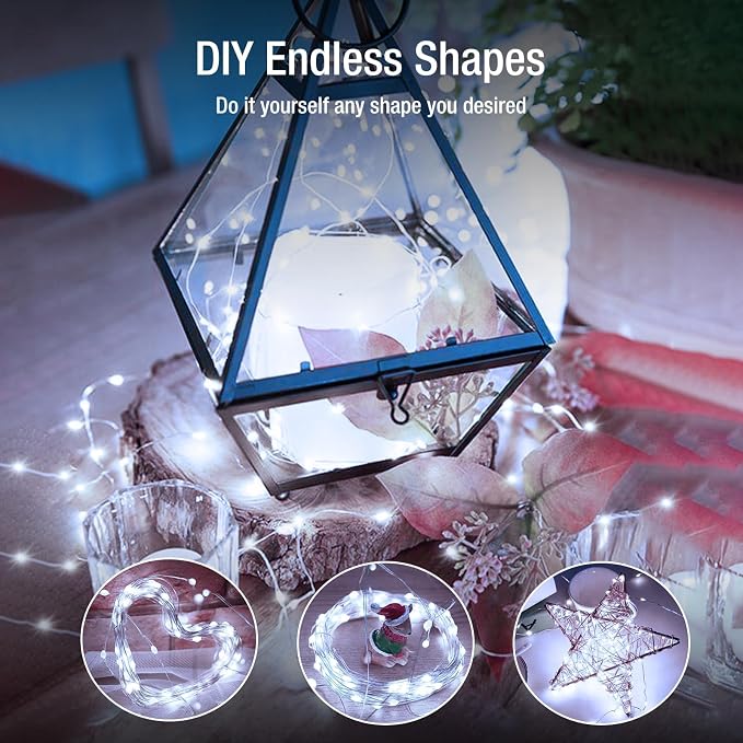 10 Pack Fairy Lights Battery Operated - 7ft 20 Led Twinkle Lights 3 Modes, Bulk Mini String Lights Waterproof for Mason Jars Vases DIY Party Wedding Decoration Christmas -Cool White