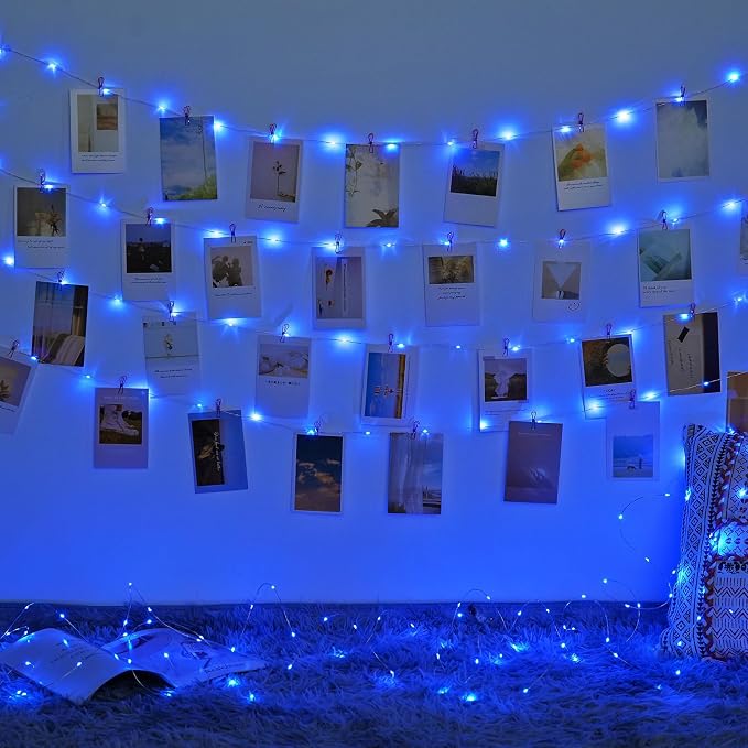 JMEXSUSS 200 LED Blue Fairy Lights Plug in, 66 ft Christmas Twinkle Lights | Outdoor Waterproof with 8 Modes Christmas Tree Lights for Bedroom Christmas Tree Decor